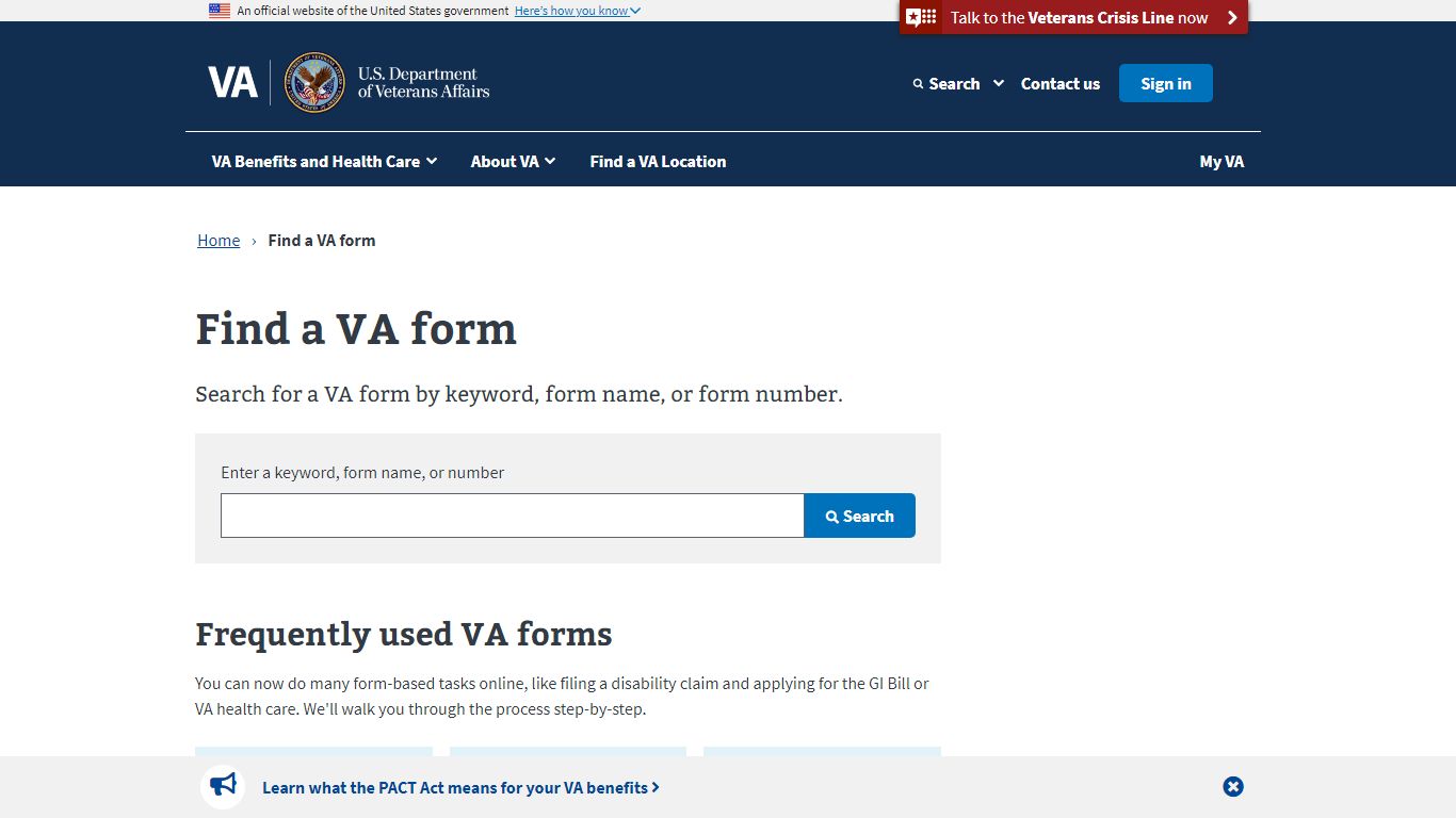 Find A VA Form | Veterans Affairs